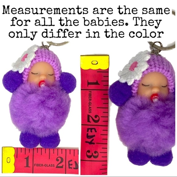 SLEEPY BABY WITH PACIFIER SMALL POMPON IN BLUE‎ KEYCHAIN CHARM - Picture 5 of 6